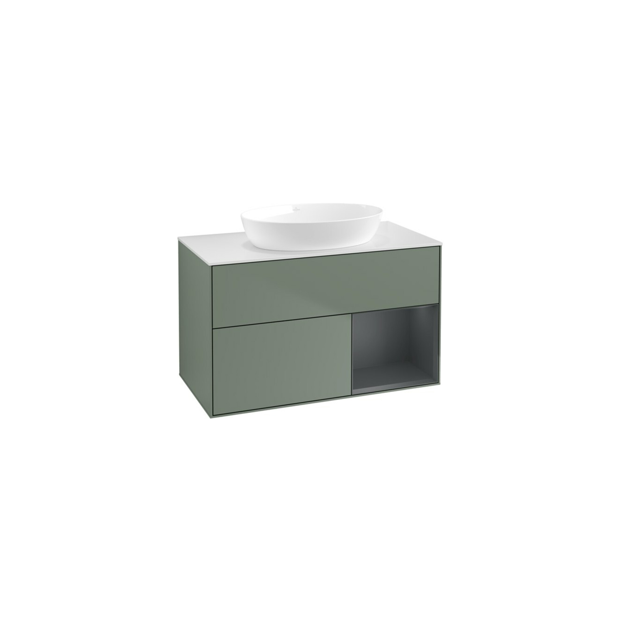 V&B Waschtischunterschrank Wandbeleuchtung Finion 100, Pl wh. m, Reg md m Lac, Oli. m Lac ; Villeroy & Boch