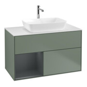 V&B Waschtischunterschrank Wandbeleuchtung Finion 100, Pl wh. m, Reg md m Lac, Oli. m Lac