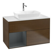 V&B Waschtischunterschrank Wandbeleuchtung Finion 100, Pl wh. m, Reg md m Lac, wal ven