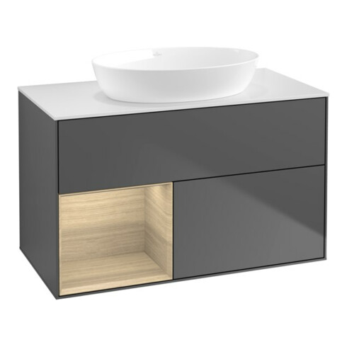 V&B Waschtischunterschrank Wandbeleuchtung Finion 100, Pl wh. m, Reg Oa ven, Anthrac. m