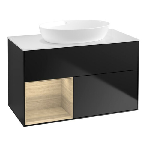 V&B Waschtischunterschrank Wandbeleuchtung Finion 100, Pl wh. m, Reg Oa ven, bla m Lac