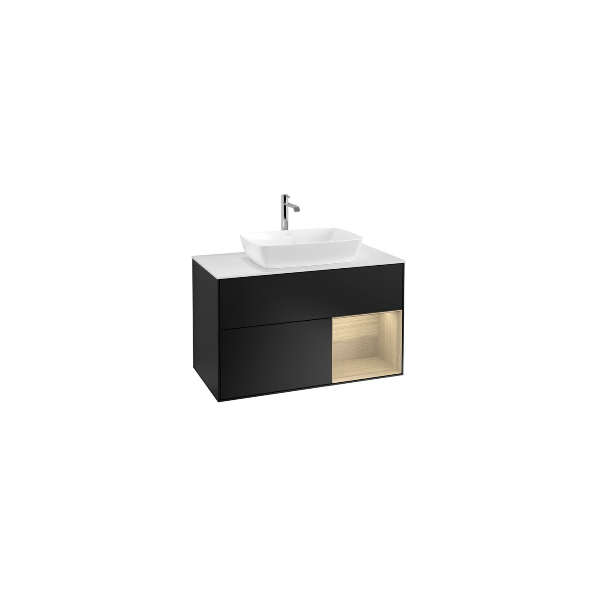 V&B Waschtischunterschrank Wandbeleuchtung Finion 100, Pl wh. m, Reg Oa ven, bla m Lac ; Villeroy & Boch