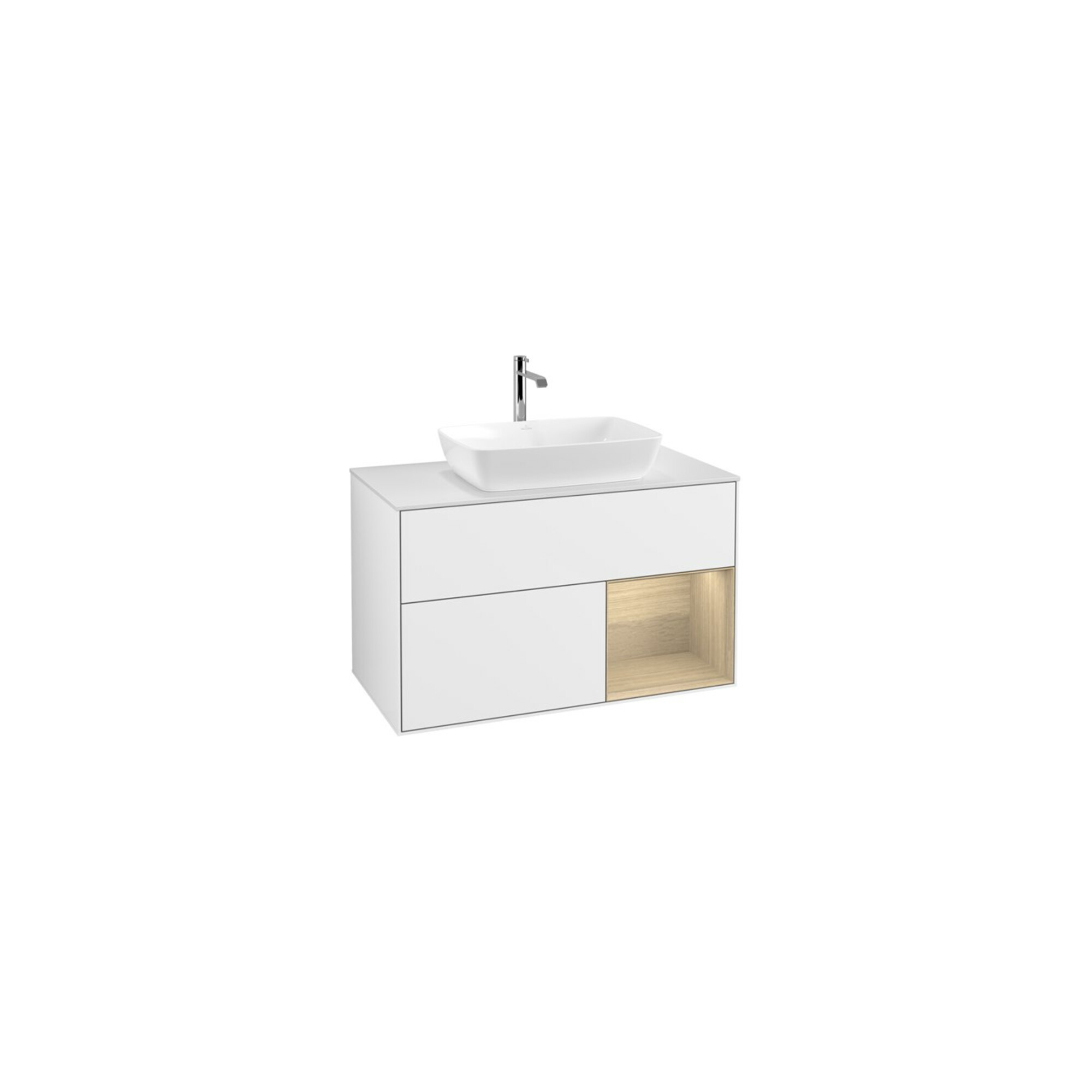 V&B Waschtischunterschrank Wandbeleuchtung Finion 100, Pl wh. m, Reg Oa ven, glo wh. Lac ; Villeroy & Boch