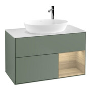 V&B Waschtischunterschrank Wandbeleuchtung Finion 100, Pl wh. m, Reg Oa ven, Oli. m Lac