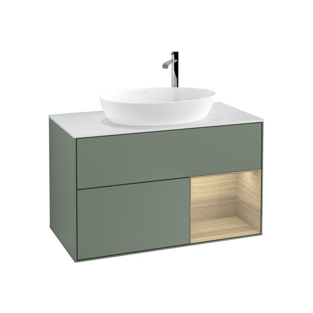 V&B Waschtischunterschrank Wandbeleuchtung Finion 100, Pl wh. m, Reg Oa ven, Oli. m Lac