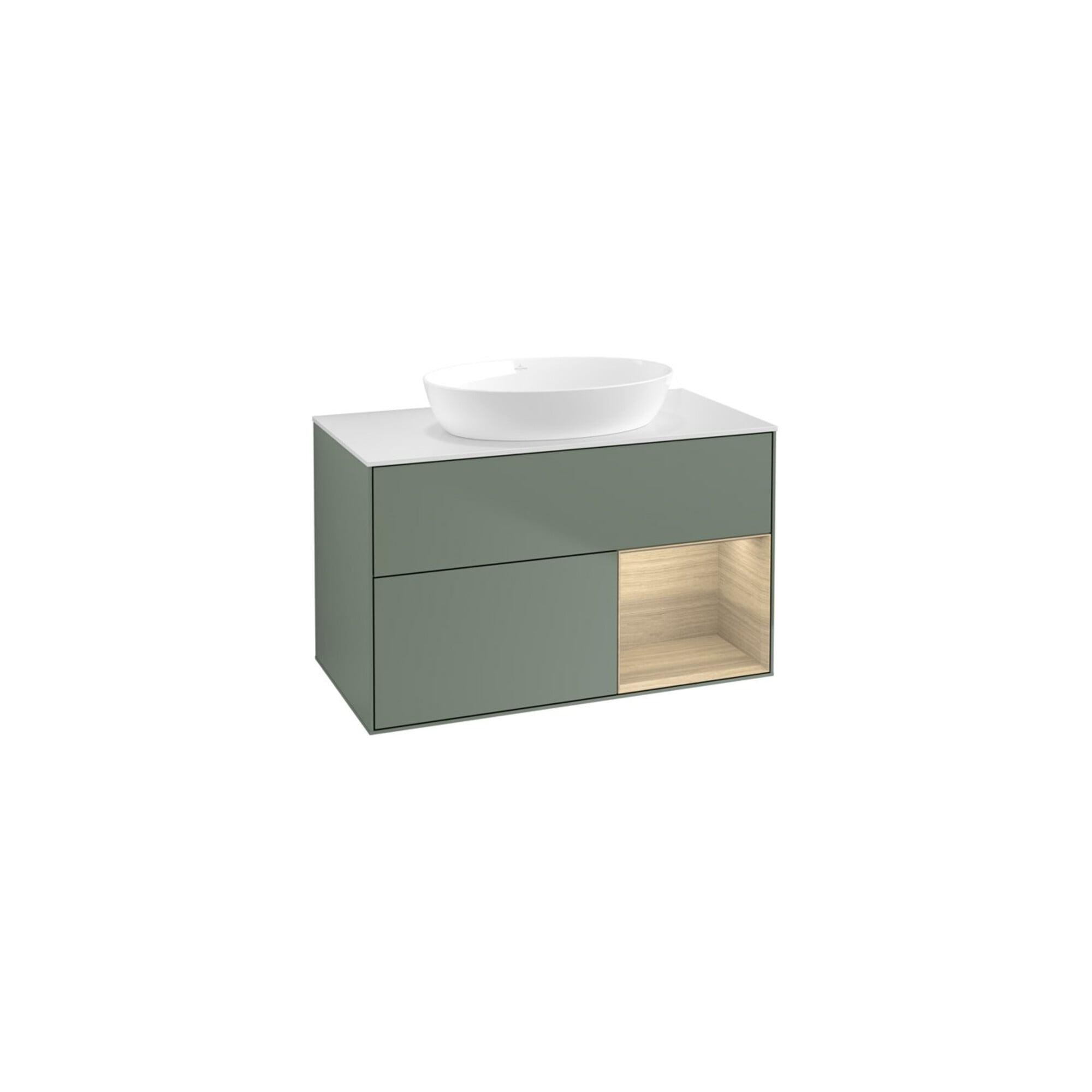 V&B Waschtischunterschrank Wandbeleuchtung Finion 100, Pl wh. m, Reg Oa ven, Oli. m Lac ; Villeroy & Boch