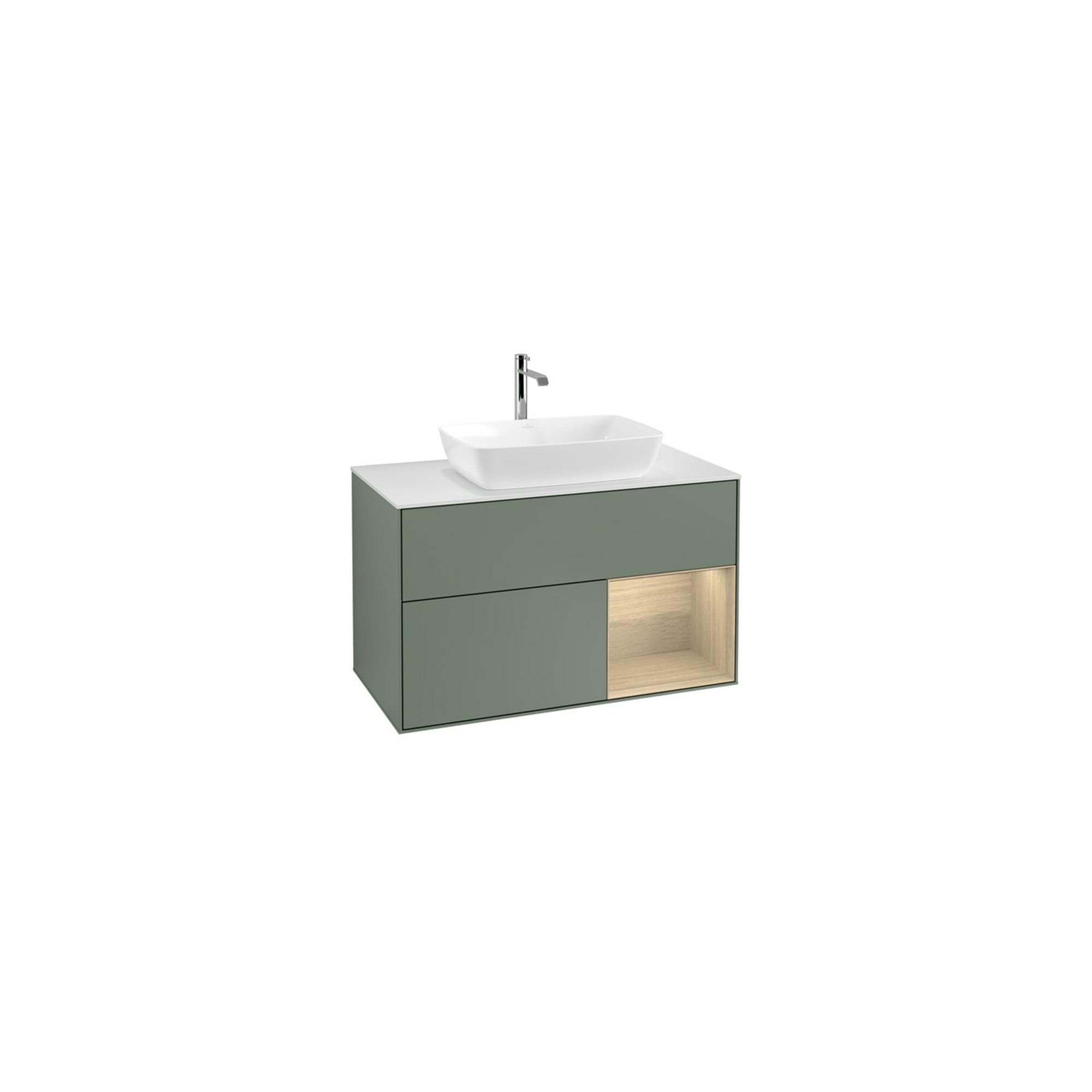 V&B Waschtischunterschrank Wandbeleuchtung Finion 100, Pl wh. m, Reg Oa ven, Oli. m Lac ; Villeroy & Boch