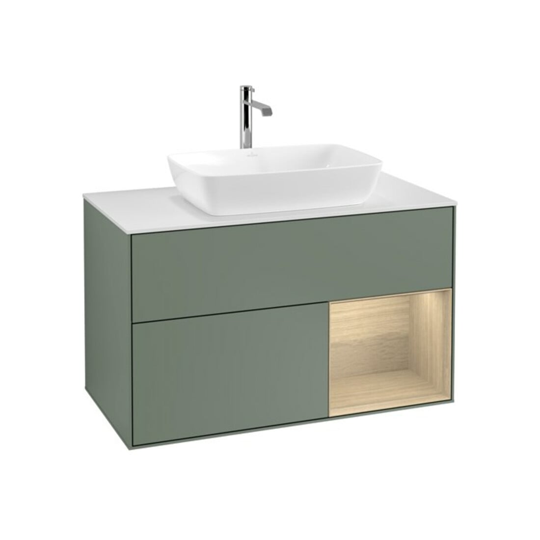 V&B Waschtischunterschrank Wandbeleuchtung Finion 100, Pl wh. m, Reg Oa ven, Oli. m Lac
