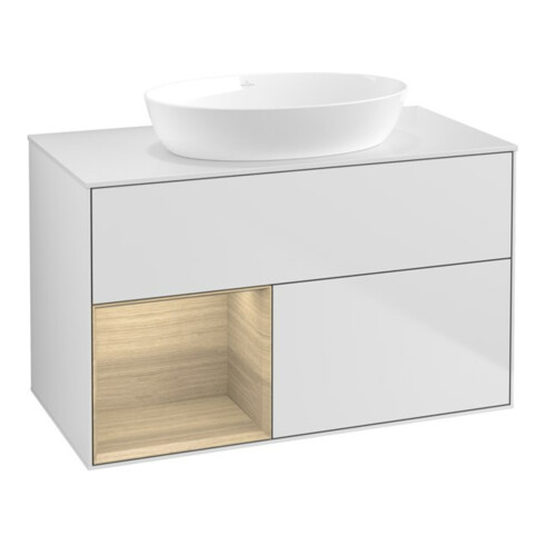 V&B Waschtischunterschrank Wandbeleuchtung Finion 100, Pl wh. m, Reg Oa ven, wh. m Lac