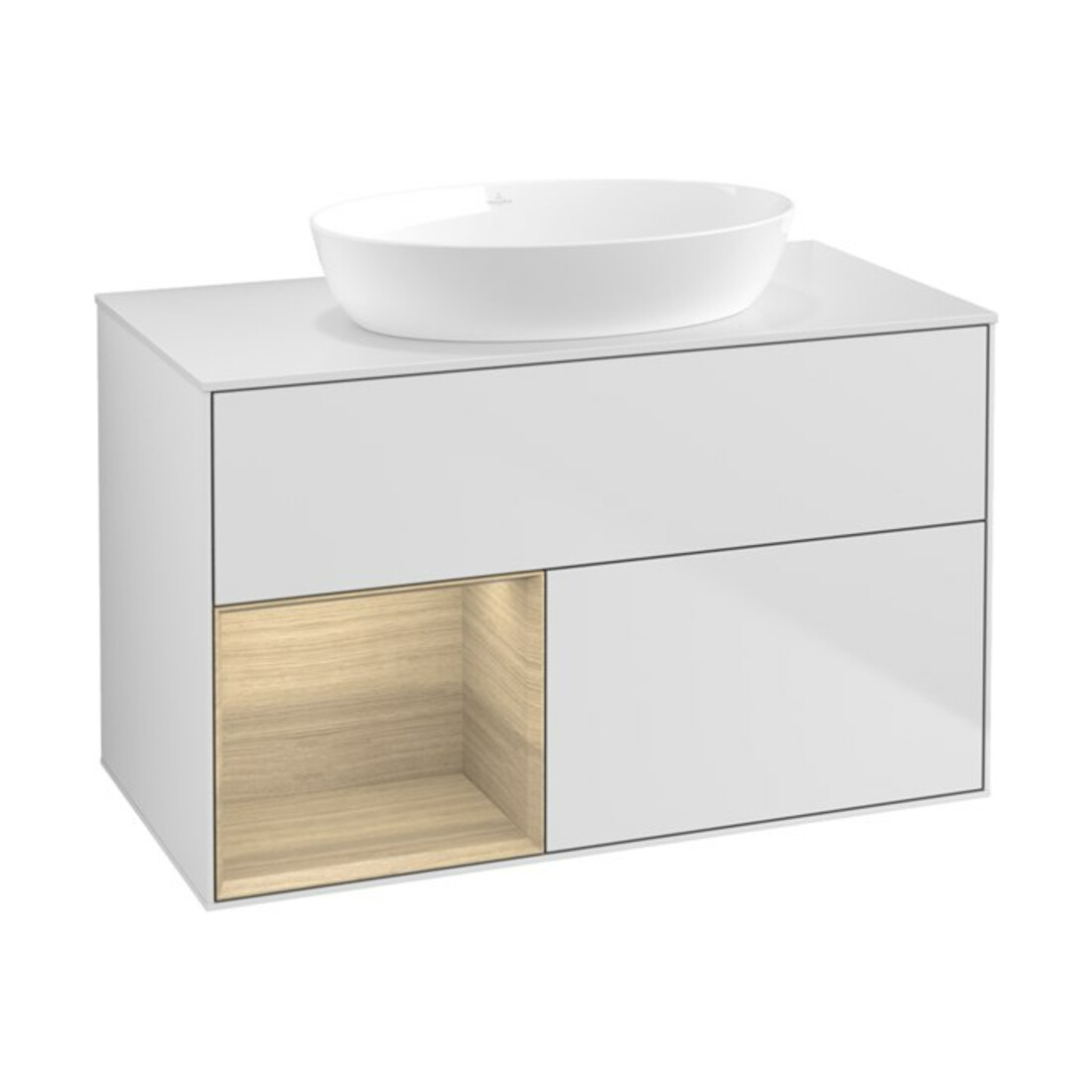 V&B Waschtischunterschrank Wandbeleuchtung Finion 100, Pl wh. m, Reg Oa ven, wh. m Lac