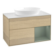 V&B Waschtischunterschrank Wandbeleuchtung Finion 100, Pl wh. m, Reg Oli. m Lac, Oa ven