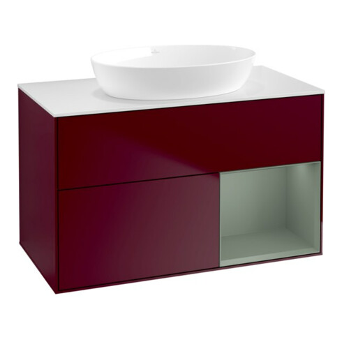 V&B Waschtischunterschrank Wandbeleuchtung Finion 100, Pl wh. m, Reg Oli. m Lac, Peo m