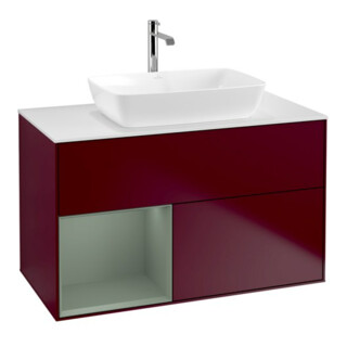 V&B Waschtischunterschrank Wandbeleuchtung Finion 100, Pl wh. m, Reg Oli. m Lac, Peo m