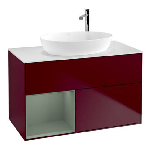 V&B Waschtischunterschrank Wandbeleuchtung Finion 100, Pl wh. m, Reg Oli. m Lac, Peo m