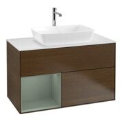 V&B Waschtischunterschrank Wandbeleuchtung Finion 100, Pl wh. m, Reg Oli. m Lac, wal ven