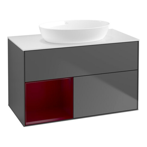V&B Waschtischunterschrank Wandbeleuchtung Finion 100, Pl wh. m, Reg Peo m Lac, Anthrac. m