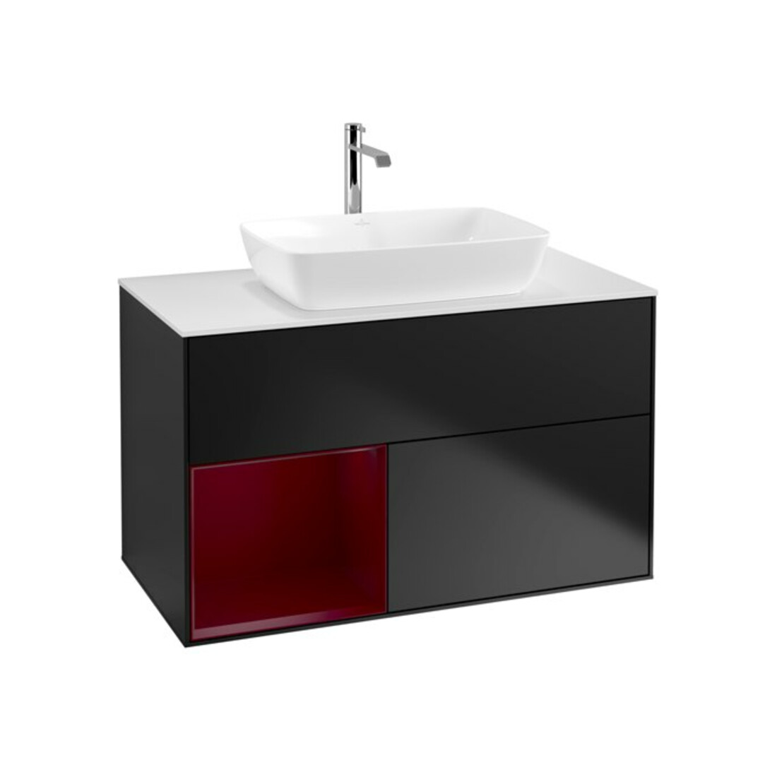 V&B Waschtischunterschrank Wandbeleuchtung Finion 100, Pl wh. m, Reg Peo m Lac, bla m Lac