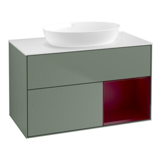 V&B Waschtischunterschrank Wandbeleuchtung Finion 100, Pl wh. m, Reg Peo m Lac, Oli. m Lac