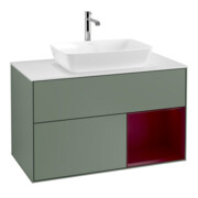 V&B Waschtischunterschrank Wandbeleuchtung Finion 100, Pl wh. m, Reg Peo m Lac, Oli. m Lac