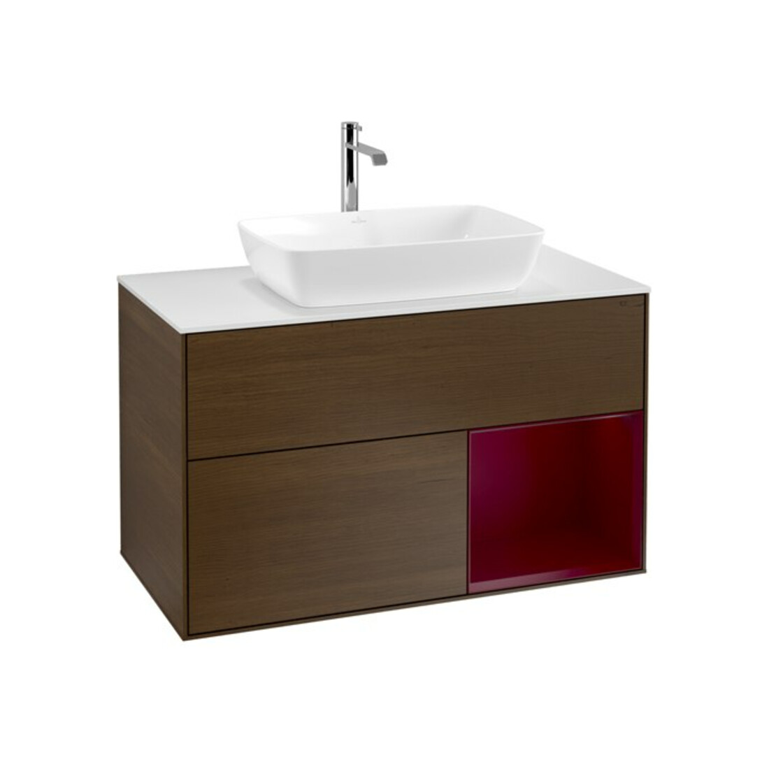 V&B Waschtischunterschrank Wandbeleuchtung Finion 100, Pl wh. m, Reg Peo m Lac, wal ven