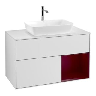 V&B Waschtischunterschrank Wandbeleuchtung Finion 100, Pl wh. m, Reg Peo m Lac, wh. m Lac