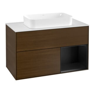 V&B Waschtischunterschrank Wandbeleuchtung Finion 100, Pl wh. m, Reg re bla m Lac, wal ven