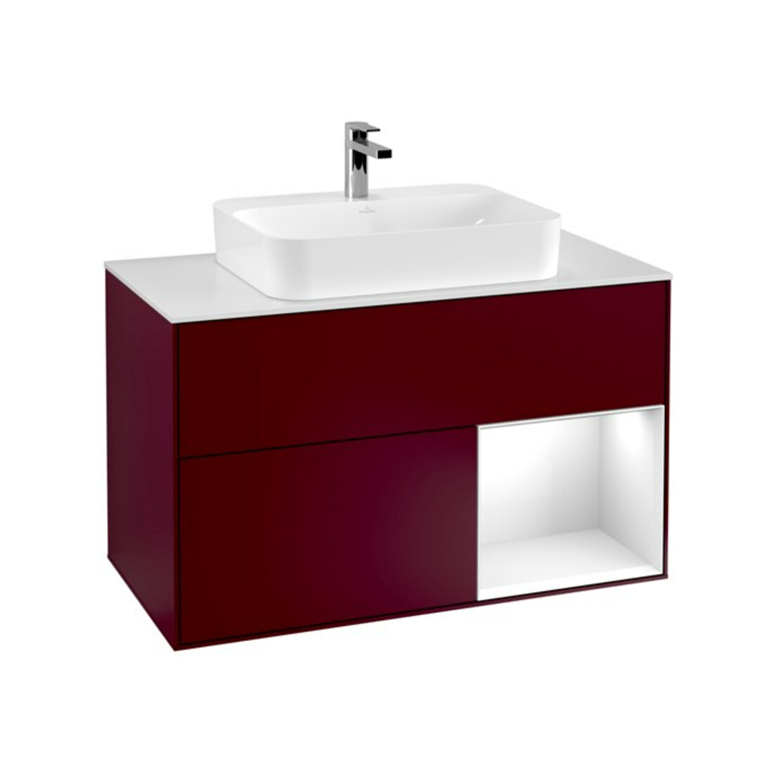 V&B Waschtischunterschrank Wandbeleuchtung Finion 100, Pl wh. m, Reg re glo wh. Lac, Peo m