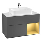 V&B Waschtischunterschrank Wandbeleuchtung Finion 100, Pl wh. m, Reg re gol m, Anthrac. m