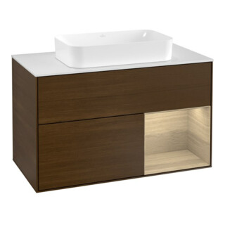 V&B Waschtischunterschrank Wandbeleuchtung Finion 100, Pl wh. m, Reg re Oa ven, wal ven
