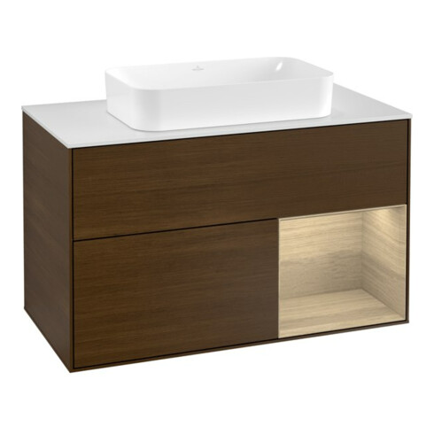V&B Waschtischunterschrank Wandbeleuchtung Finion 100, Pl wh. m, Reg re Oa ven, wal ven