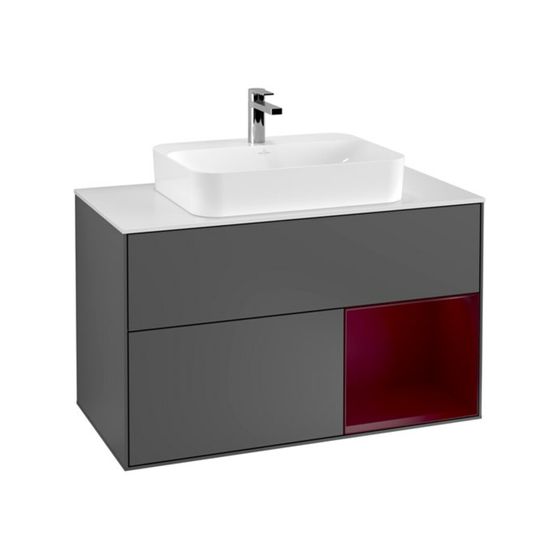 V&B Waschtischunterschrank Wandbeleuchtung Finion 100, Pl wh. m, Reg re Peo, Anthrac. m