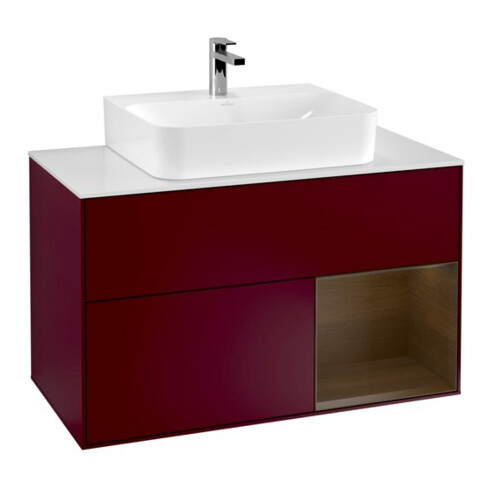 V&B Waschtischunterschrank Wandbeleuchtung Finion 100, Pl wh. m, Reg re wal ven, Peo m