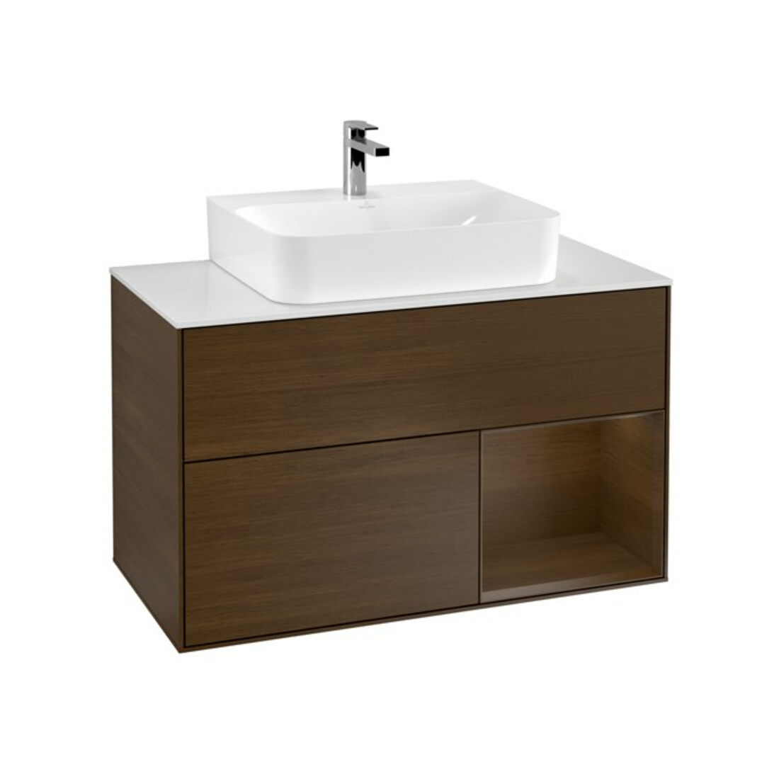 V&B Waschtischunterschrank Wandbeleuchtung Finion 100, Pl wh. m, Reg re wal ven, wal ven