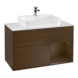 V&B Waschtischunterschrank Wandbeleuchtung Finion 100, Pl wh. m, Reg re wal ven, wal ven