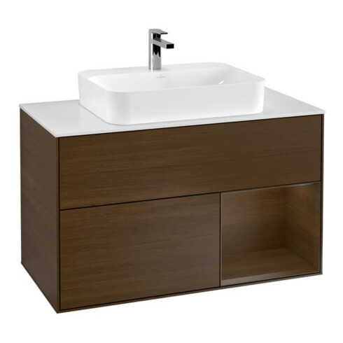 V&B Waschtischunterschrank Wandbeleuchtung Finion 100, Pl wh. m, Reg re wal ven, wal ven