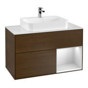 V&B Waschtischunterschrank Wandbeleuchtung Finion 100, Pl wh. m, Reg re wh. m Lac, wal ven