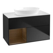 V&B Waschtischunterschrank Wandbeleuchtung Finion 100, Pl wh. m, Reg wal ven, bla m Lac