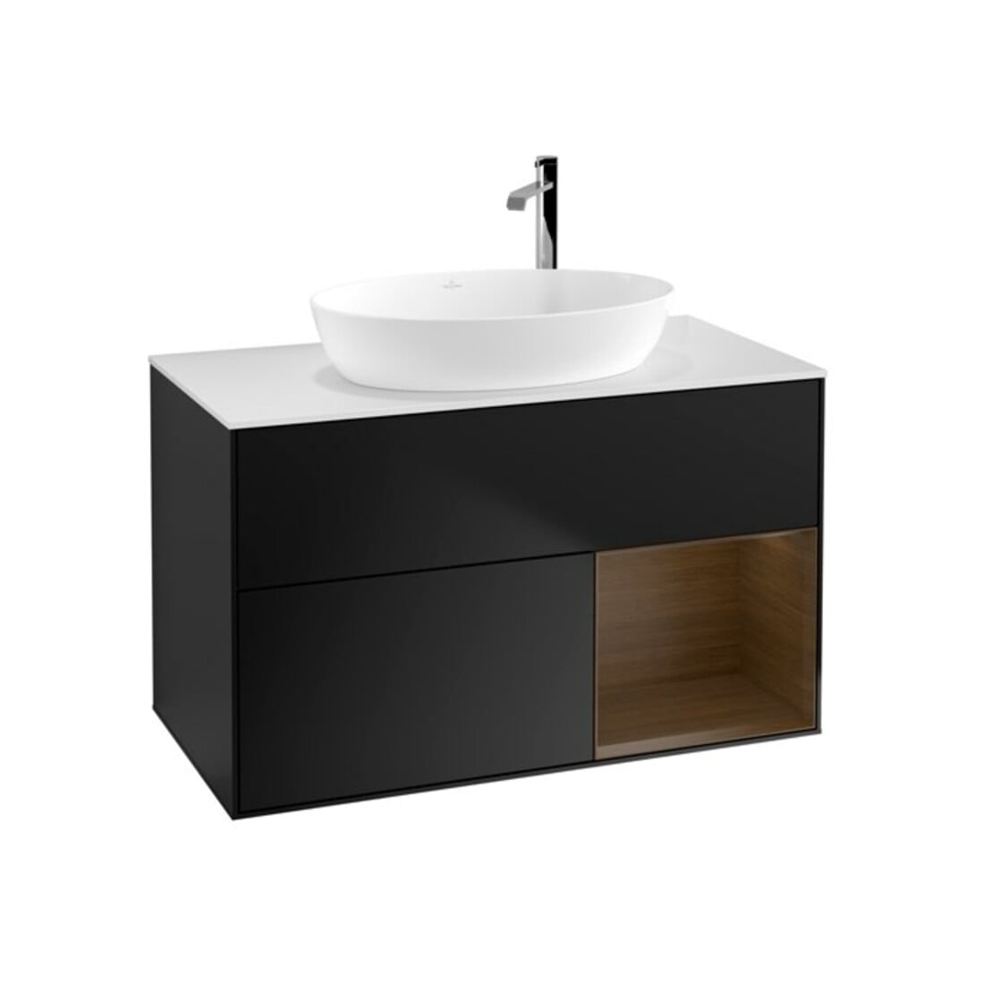 V&B Waschtischunterschrank Wandbeleuchtung Finion 100, Pl wh. m, Reg wal ven, bla m Lac