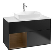 V&B Waschtischunterschrank Wandbeleuchtung Finion 100, Pl wh. m, Reg wal ven, bla m Lac