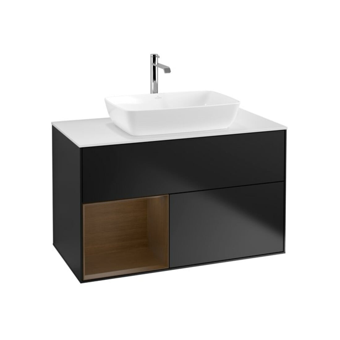 V&B Waschtischunterschrank Wandbeleuchtung Finion 100, Pl wh. m, Reg wal ven, bla m Lac
