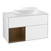 V&B Waschtischunterschrank Wandbeleuchtung Finion 100, Pl wh. m, Reg wal ven, glo wh. Lac