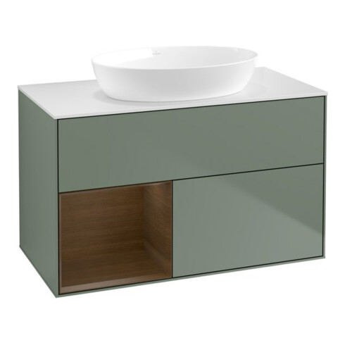 V&B Waschtischunterschrank Wandbeleuchtung Finion 100, Pl wh. m, Reg wal ven, Oli. m Lac