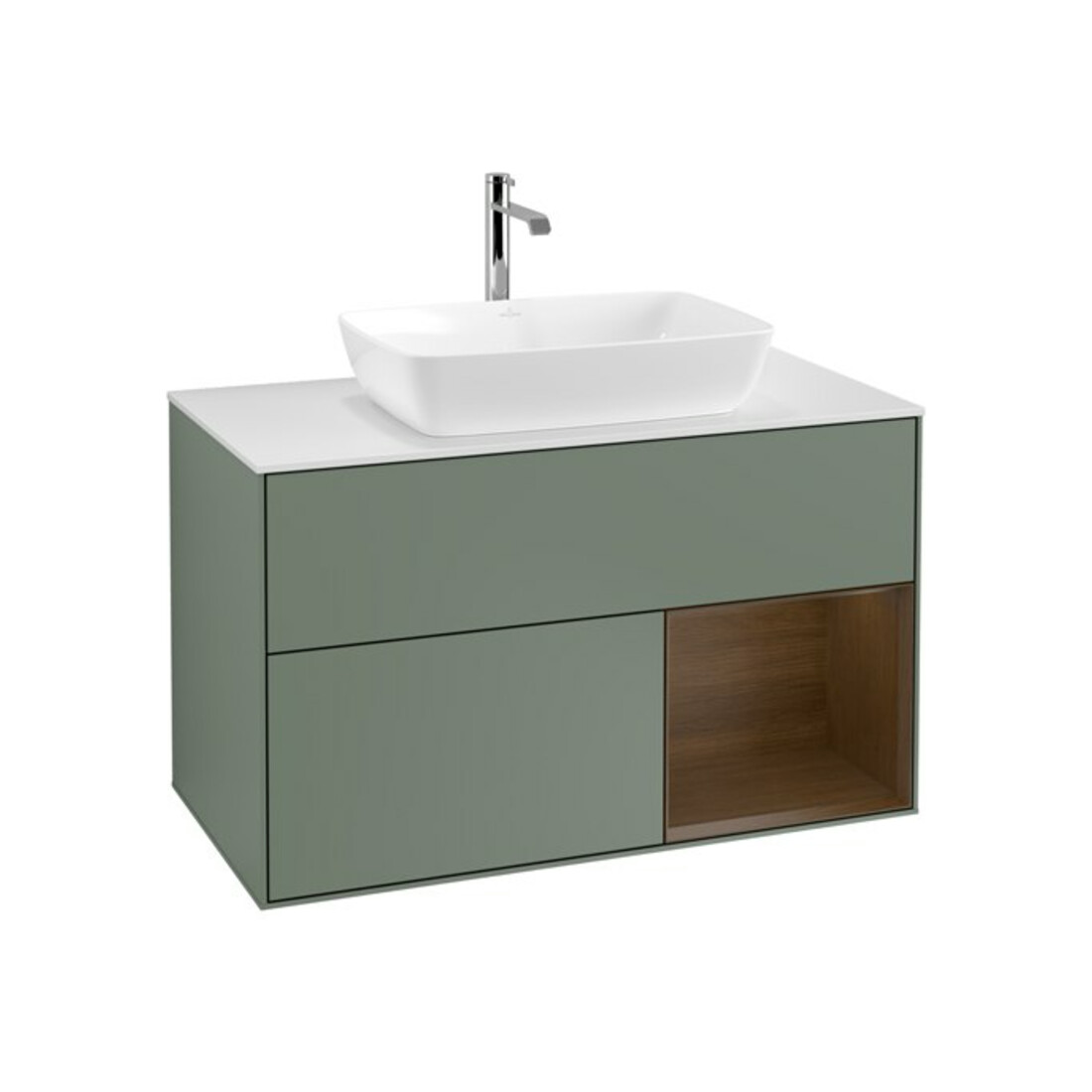 V&B Waschtischunterschrank Wandbeleuchtung Finion 100, Pl wh. m, Reg wal ven, Oli. m Lac