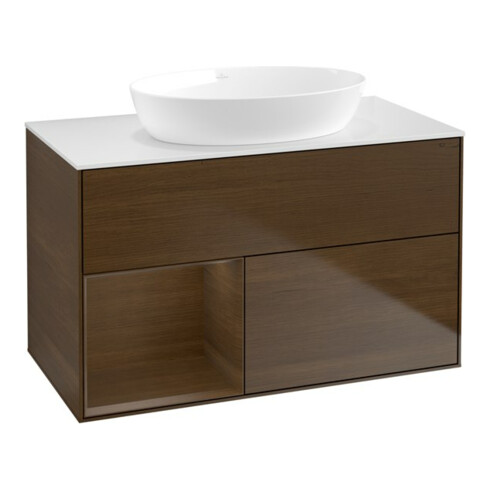 V&B Waschtischunterschrank Wandbeleuchtung Finion 100, Pl wh. m, Reg wal ven, wal ven