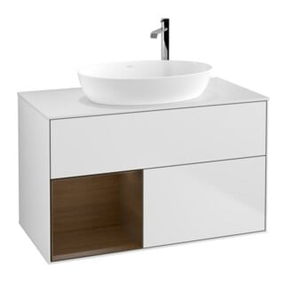 V&B Waschtischunterschrank Wandbeleuchtung Finion 100, Pl wh. m, Reg wal ven, wh. m Lac