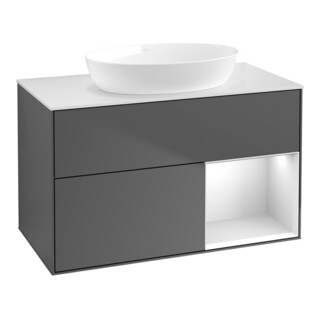V&B Waschtischunterschrank Wandbeleuchtung Finion 100, Pl wh. m, Reg wh. m Lac, Anthrac. m