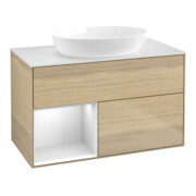 V&B Waschtischunterschrank Wandbeleuchtung Finion 100, Pl wh. m, Reg wh. m Lac, Oa ven