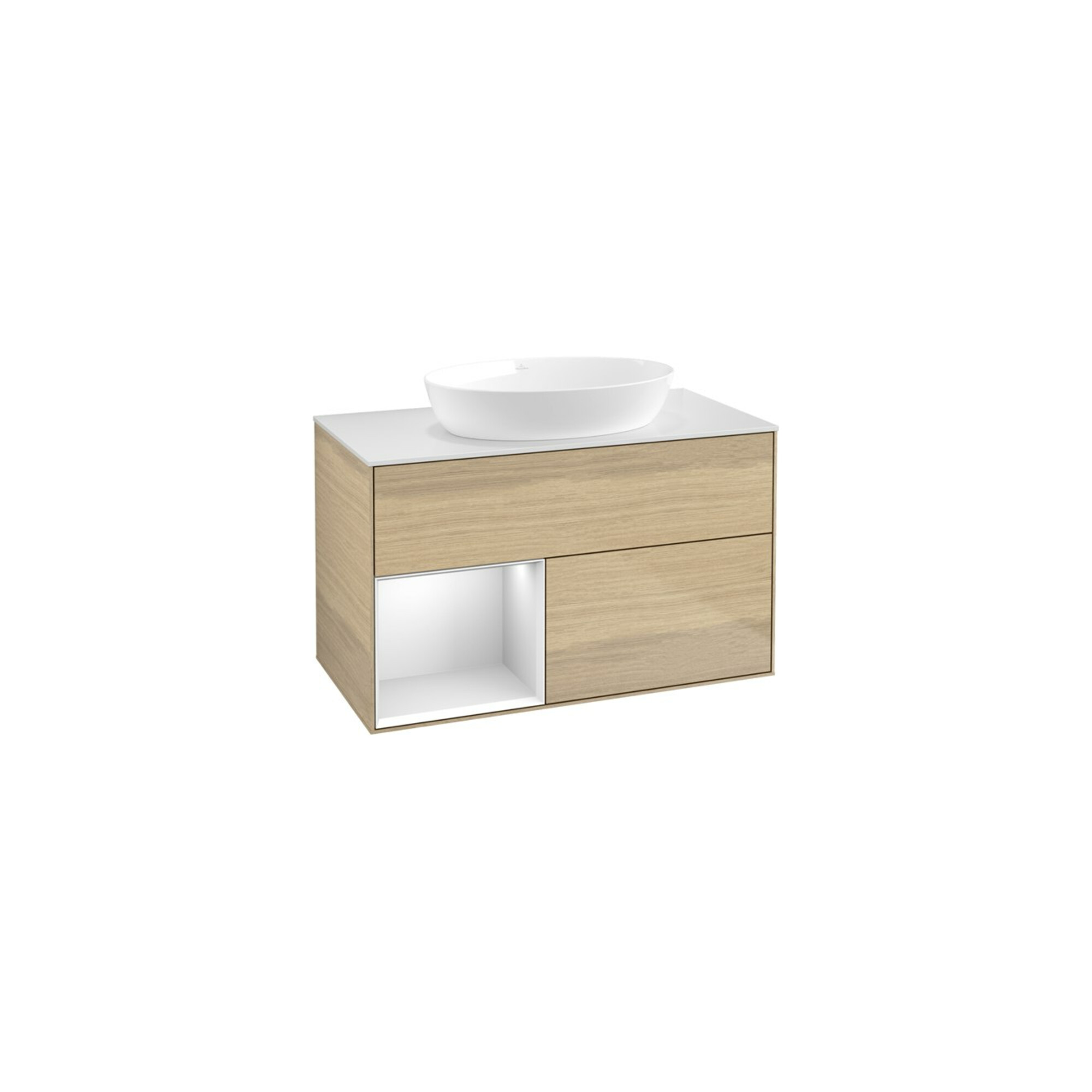 V&B Waschtischunterschrank Wandbeleuchtung Finion 100, Pl wh. m, Reg wh. m Lac, Oa ven ; Villeroy & Boch