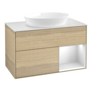 V&B Waschtischunterschrank Wandbeleuchtung Finion 100, Pl wh. m, Reg wh. m Lac, Oa ven