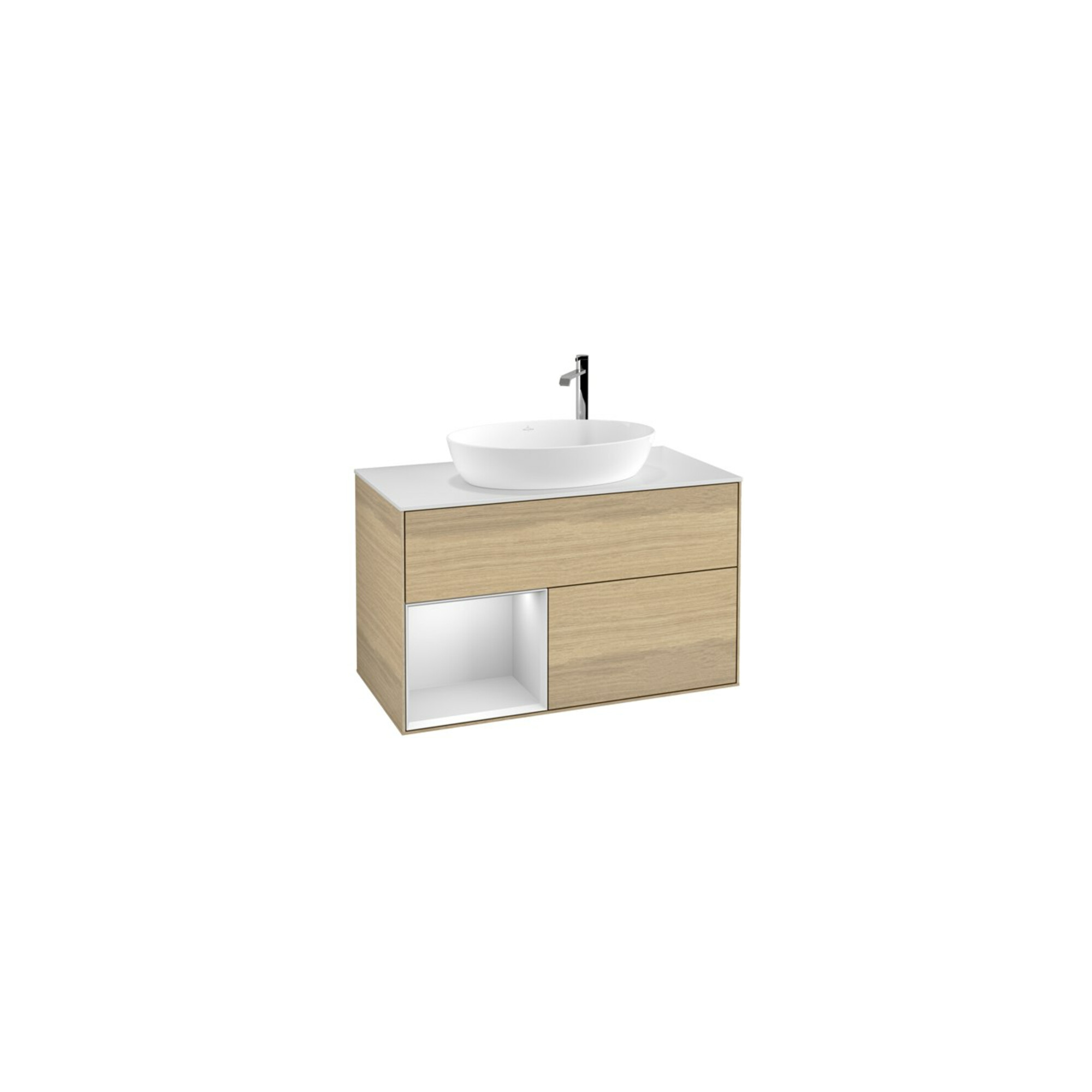 V&B Waschtischunterschrank Wandbeleuchtung Finion 100, Pl wh. m, Reg wh. m Lac, Oa ven ; Villeroy & Boch